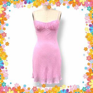 SAINTS & SECRETS Fit and Flare Pink Bias Cut Mini Dress - Size M - NWT